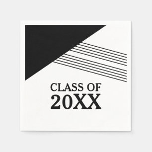 Black Geometric Stripe Graduation Paper Napkins
