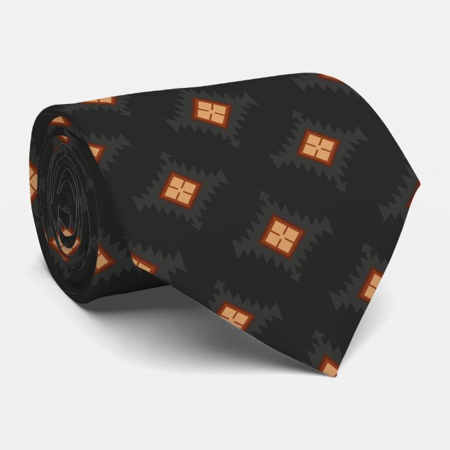 Black geometric   tie (Rolled)