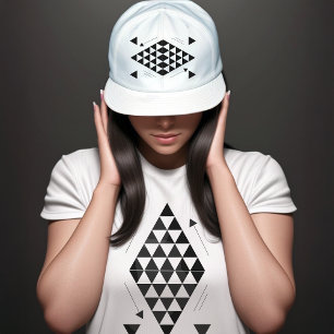 Black Geometric Triangles Trucker Hat