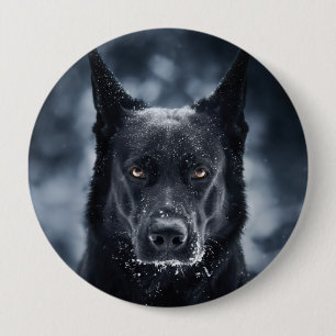 Black German Shepherd 10 Cm Round Badge