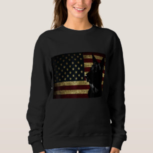 Black German Shepherd American Flag 4th July GSD D Sweatshirt