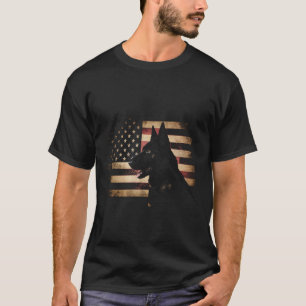 Black German Shepherd American Flag 4th July T-Shirt
