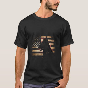 Black German Shepherd American Flag 4th July T-Shirt