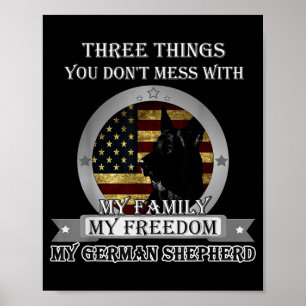 Black German Shepherd American Flag Three Things Y Poster