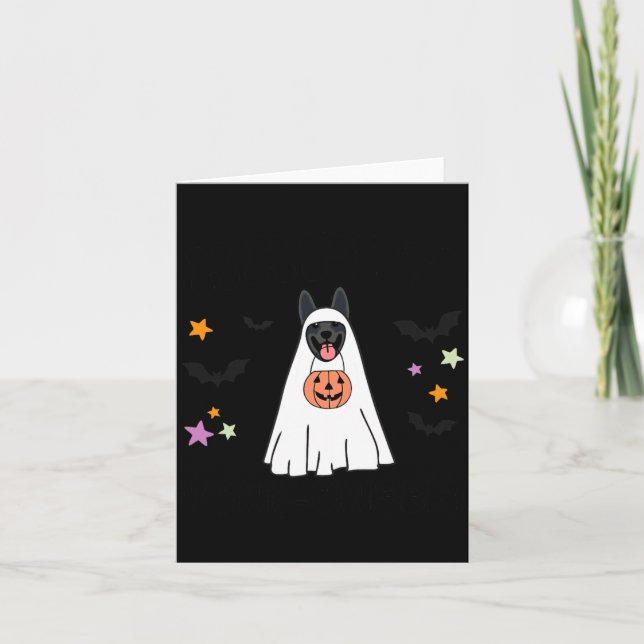 Black German Shepherd Boo Ghost Dog Happy Card (Front)