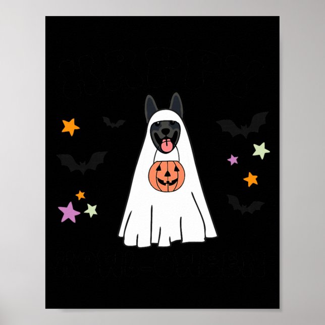 Black German Shepherd Boo Ghost Dog Happy Poster (Front)