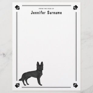 Black German Shepherd Cartoon Dog With Custom Text Letterhead