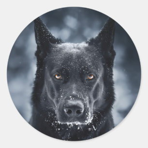 Black German Shepherd Classic Round Sticker