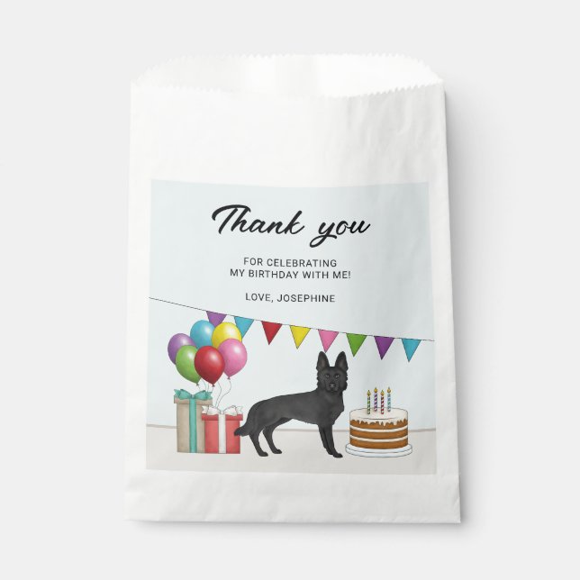Black German Shepherd Colourful Birthday Thank You Favour Bags (Front)