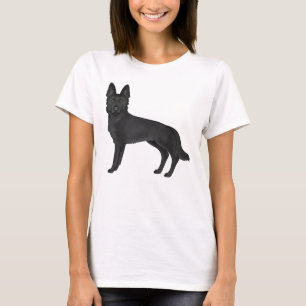 Black German Shepherd Cute Cartoon Dog Drawing T-Shirt