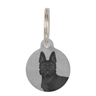 Black German Shepherd Cute Cartoon Dog Head Pet Tag