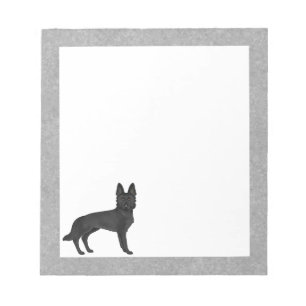 Black German Shepherd Cute Cartoon GSD Dog Grey Notepad