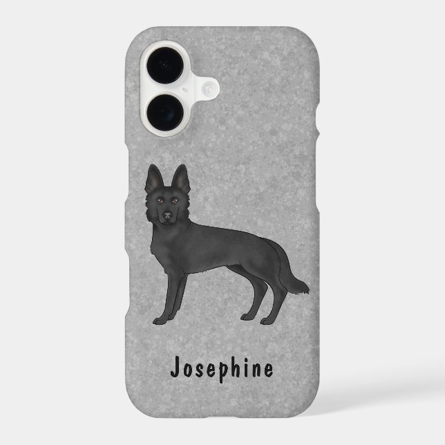 Black German Shepherd Cute Dog With Custom Name (Back)