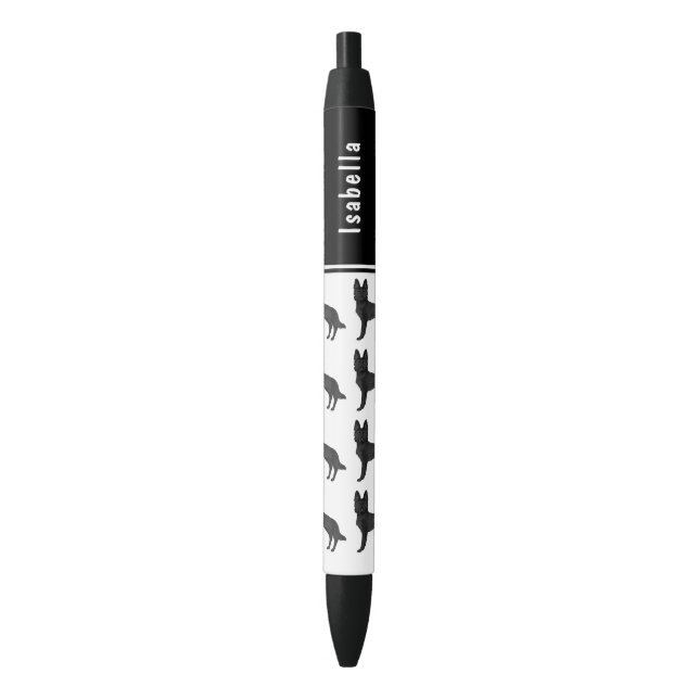 Black German Shepherd Cute Dogs With Custom Name Ink Pen (Front Vertical)