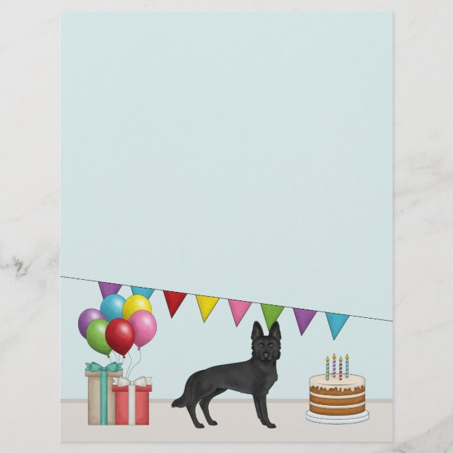 Black German Shepherd Cute GSD Colourful Birthday Custom Letterhead (Front)
