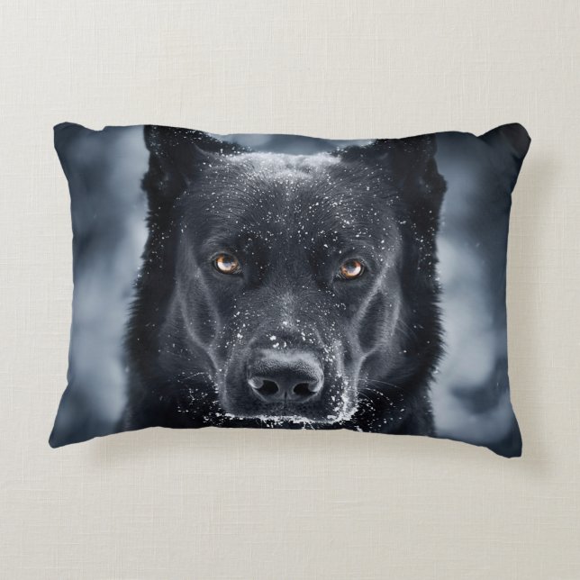 Black German Shepherd Decorative Cushion (Back)