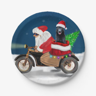 Black German Shepherd Dog Christmas Santa Claus   Paper Plate