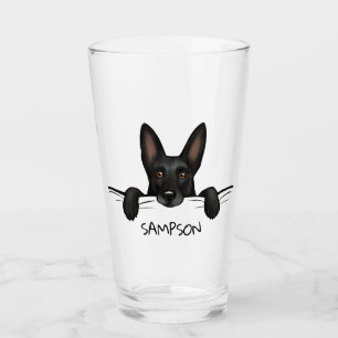 Black German Shepherd Dog Cute Personalised Glass