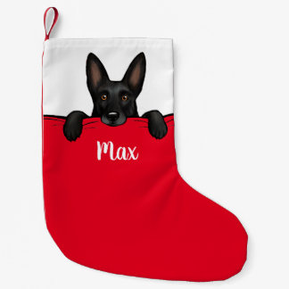 Black German Shepherd Dog Cute Personalised Small Christmas Stocking