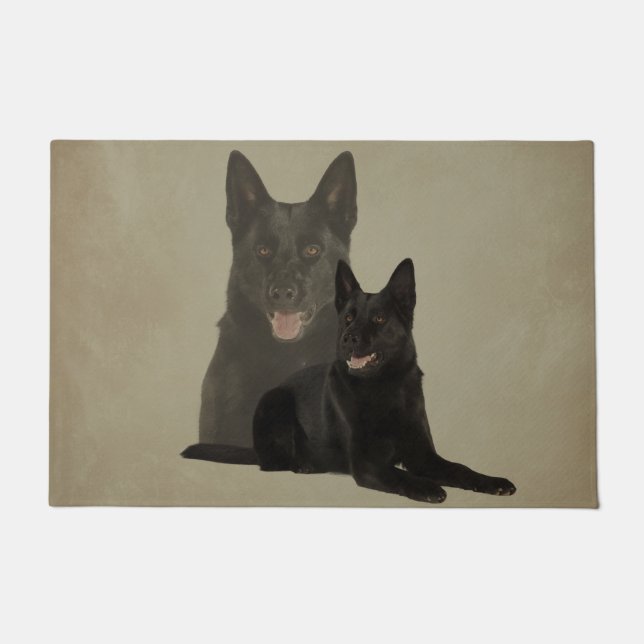 Black German Shepherd Dog - GSD Doormat (Front)
