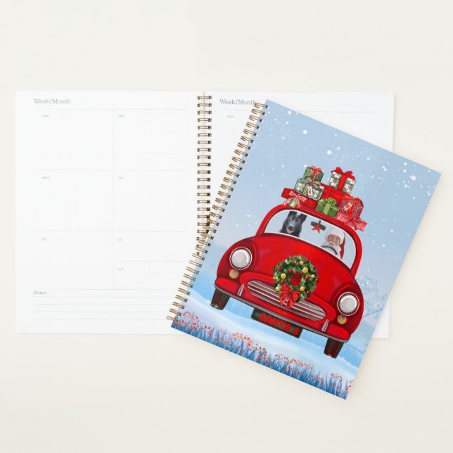 Black German Shepherd Dog In Car With Santa Claus  Planner (Display)