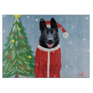 Black German Shepherd Dog in Snow Christmas Gifts Cutting Board