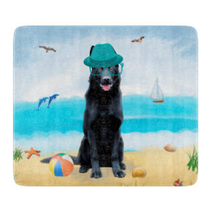 Black German Shepherd Dog on Beach Cutting Board