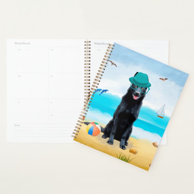 Black German Shepherd Dog on Beach Planner (Display)
