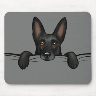 Black German Shepherd Dog Peeking Mouse Pad