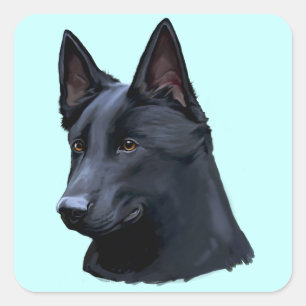 Black German Shepherd Dog Square Sticker