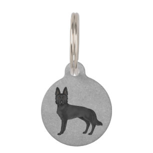 Black German Shepherd Dog Standing Up Grey Pet Tag