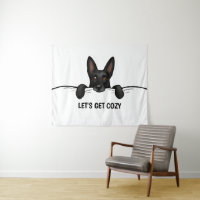 Black German Shepherd Dog Tucked in Bed