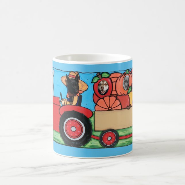 Black German Shepherd Driving Tractor Train, ZKA Coffee Mug (Center)