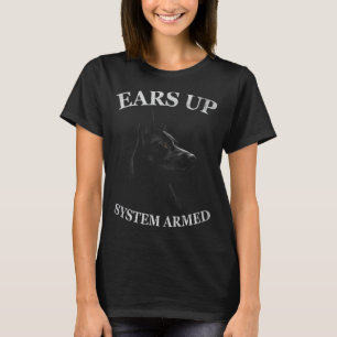 Black German Shepherd Ears Up System Armed T-Shirt