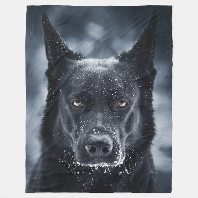 Black German Shepherd Fleece Blanket (Front)