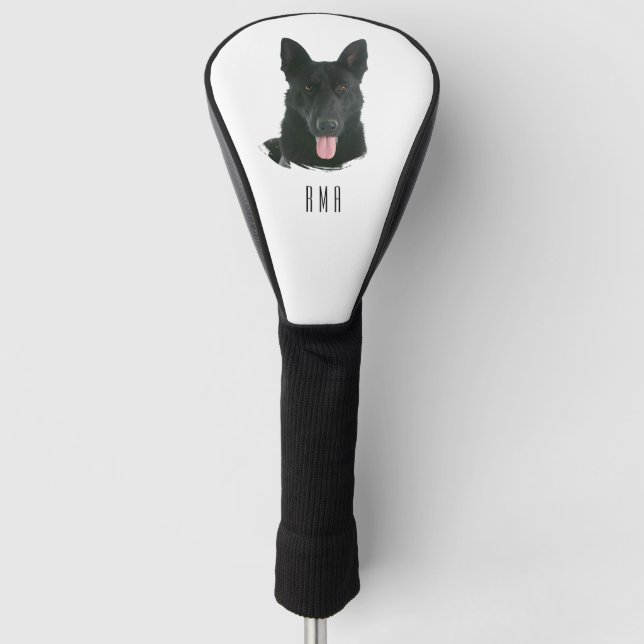 Black German Shepherd Golf Head Cover (Front)