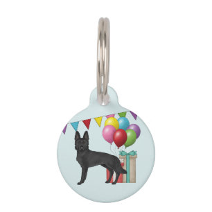 Black German Shepherd GSD Dog Colourful Birthday Pet Tag