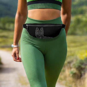 Black German Shepherd GSD Dog Head Close-Up Black Bum Bags