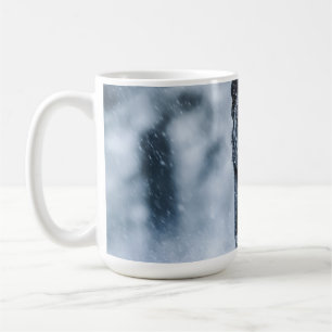 Black German Shepherd in snow Duvet Cover Coffee Mug