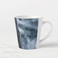 Black German Shepherd in snow Duvet Cover