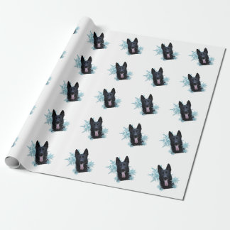 Black German Shepherd in the Snowflakes Wrapping Paper