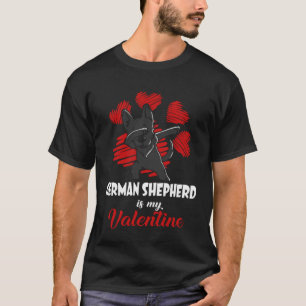 Black German Shepherd Is My Valentine Love Heart D T-Shirt