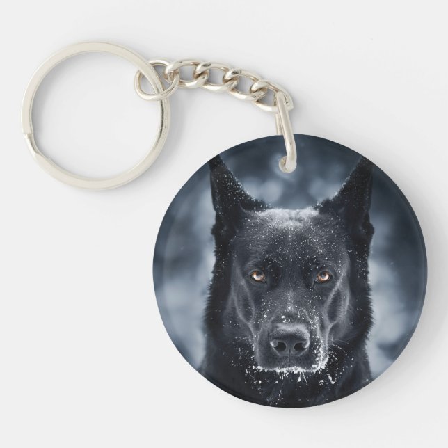 Black German Shepherd Key Ring (Front)