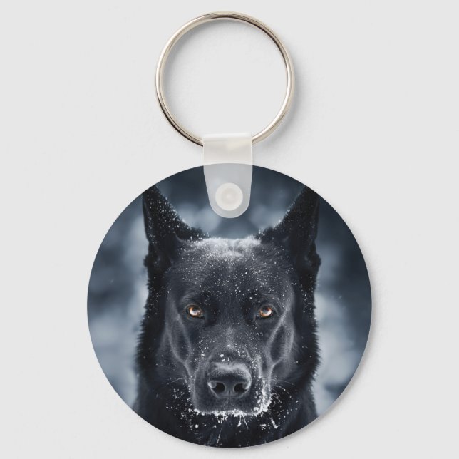 Black German Shepherd Key Ring (Front)