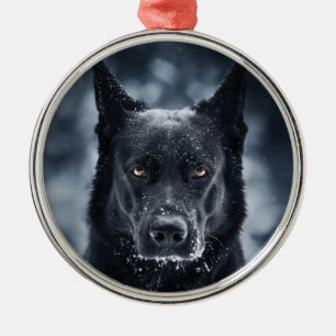 Black German Shepherd Metal Tree Decoration