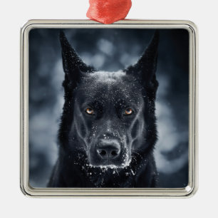 Black German Shepherd Metal Tree Decoration