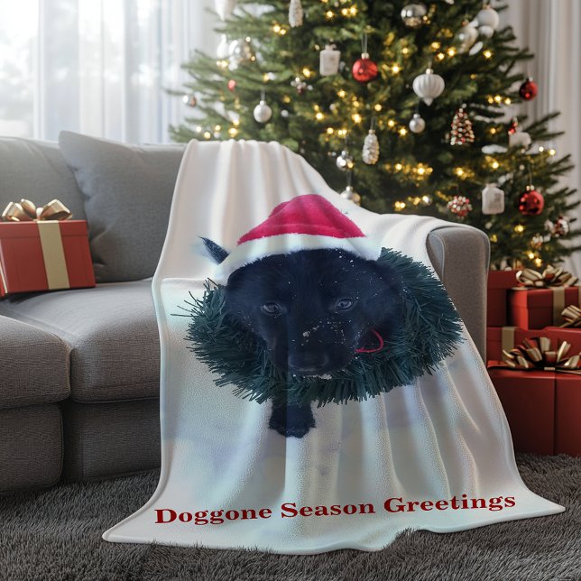Black German Shepherd Puppy in a Wreath Fleece Blanket (Black German Shepherd Puppy in a Wreath Fleece Blanket)