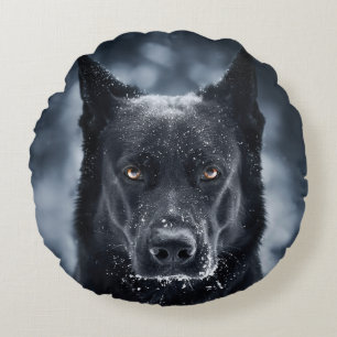 Black German Shepherd Round Cushion