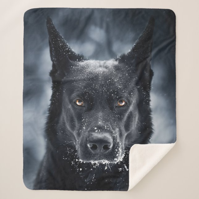 Black German Shepherd Sherpa Blanket (Front)