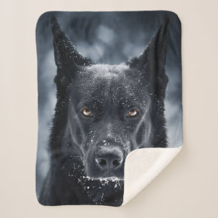 Black German Shepherd Sherpa Blanket